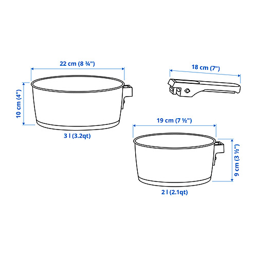 SLÄTROCKA cookware kit with detachable handle