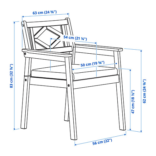 BONDHOLMEN table+4 chairs w armrests, outdoor