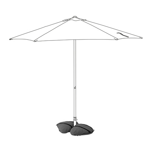 IGGÖN parasol base with sandbags