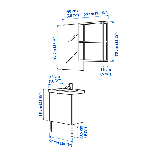 TVÄLLEN/ENHET bathroom furniture, set of 11