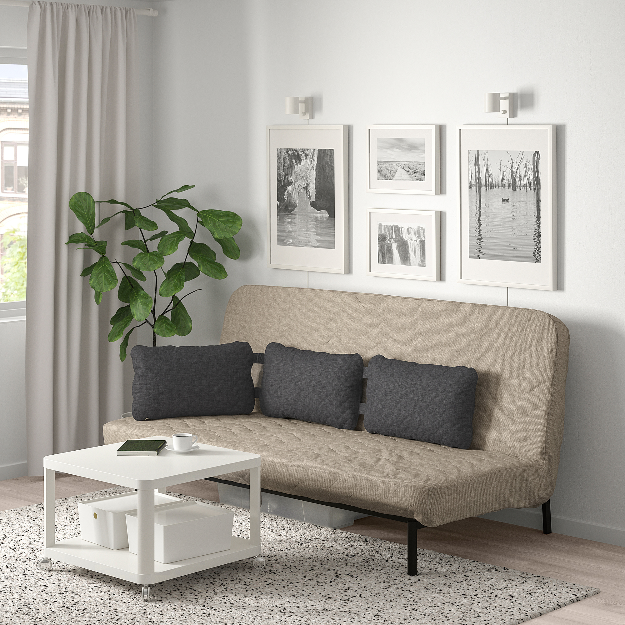 NYHAMN 梳化床連咕 , 附有獨立袋裝彈簧床褥/Hyllie 米黃色 IKEA 香港及澳門