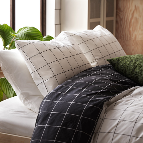 VITKLÖVER duvet cover and 2 pillowcases