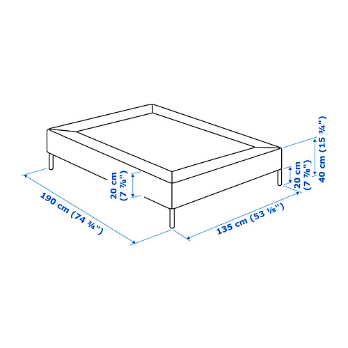 LYNGÖR slatted mattress base with legs