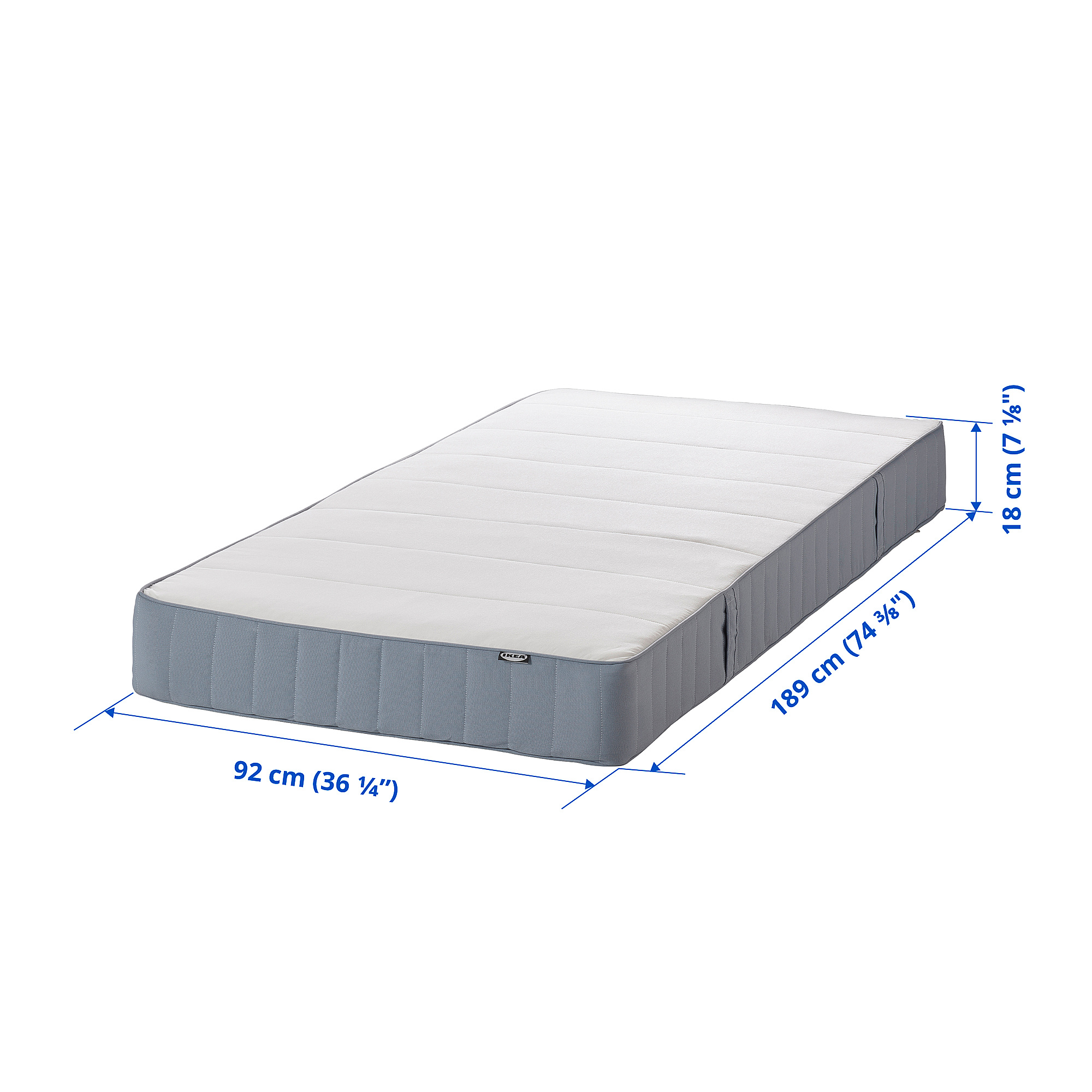 VESTMARKA spring mattress, extra firm/light blue, single