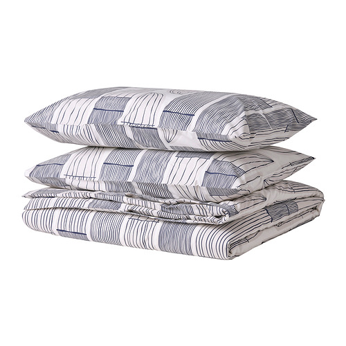 BERGKORSÖRT duvet cover and 2 pillowcases