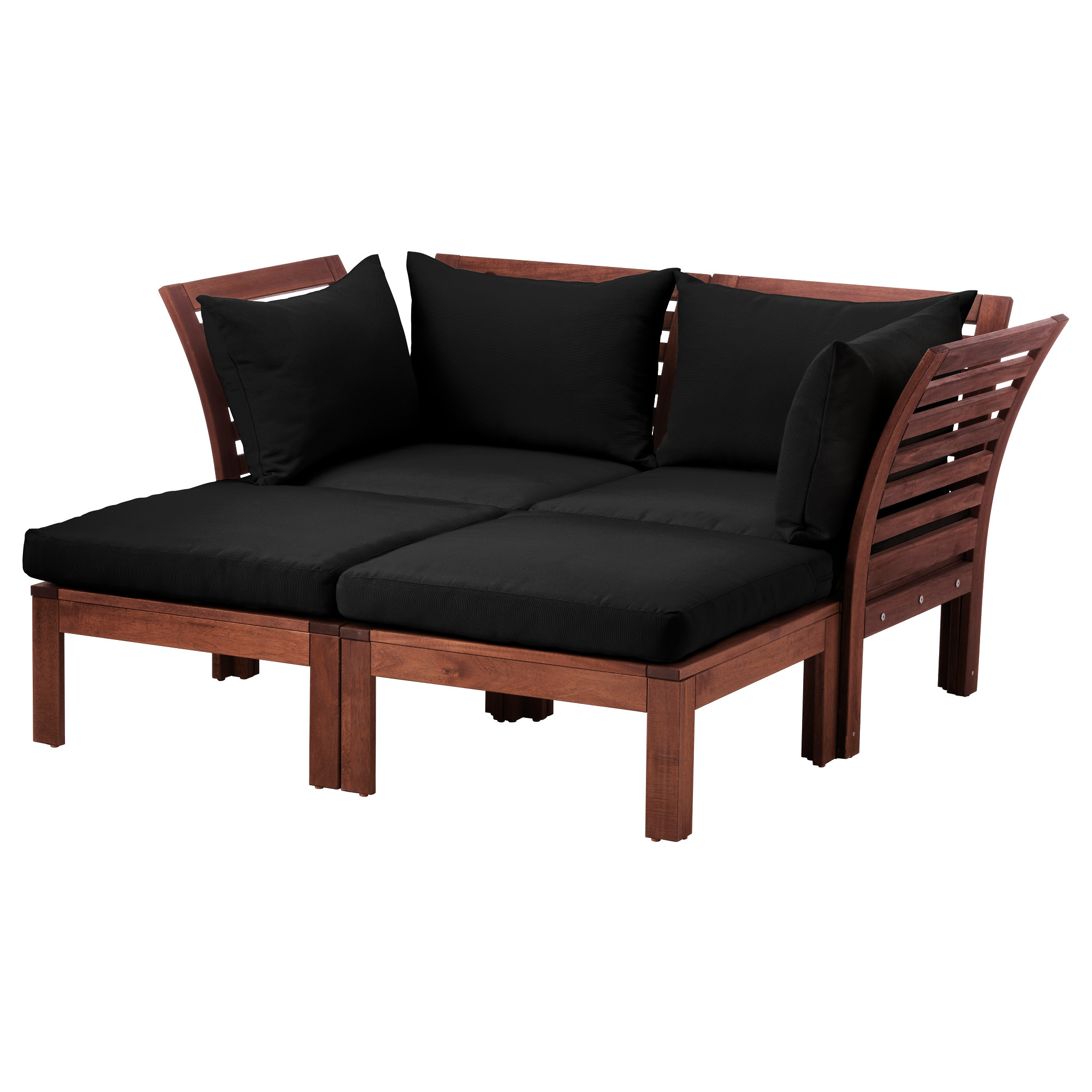 ÄPPLARÖ 2seat modular sofa, outdoor, with footstool brown stained