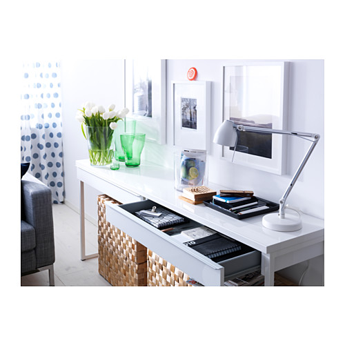 BESTÅ BURS desk, 120x40x74 cm, high-gloss white