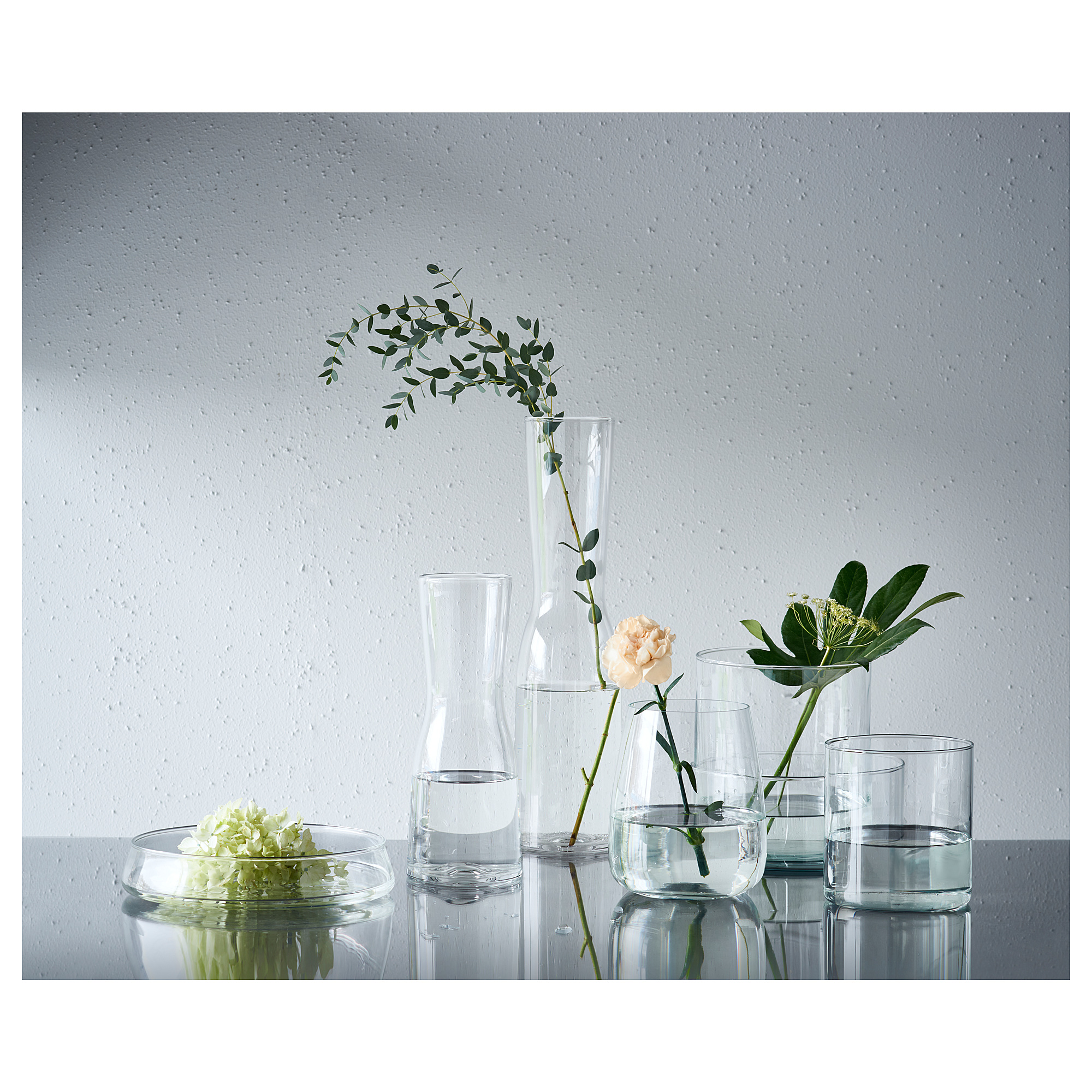 Cylinder 花瓶 盤 3件套裝 透明玻璃 Ikea 香港及澳門