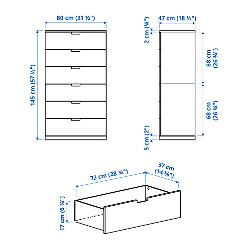 NORDLI - chest of 6 drawers, white, 80x145 cm | IKEA Hong Kong and Macau