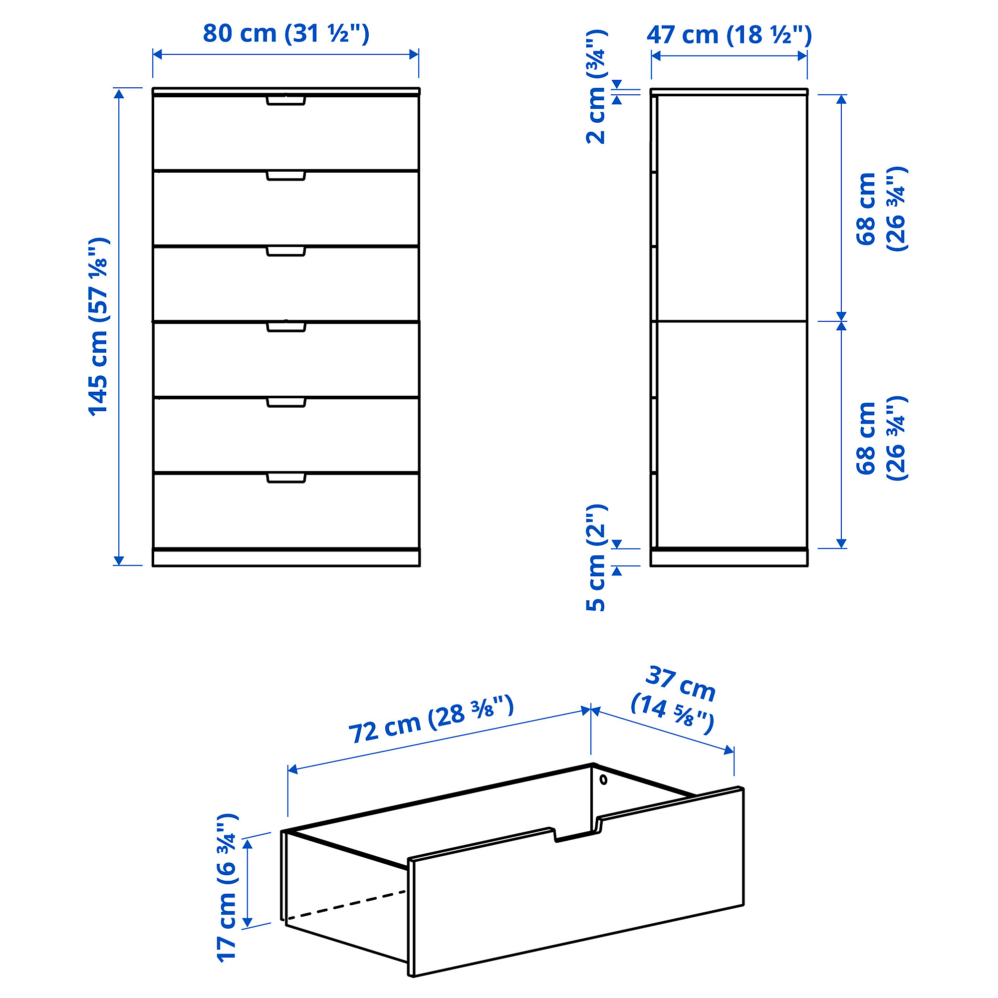 NORDLI 六格抽屜櫃