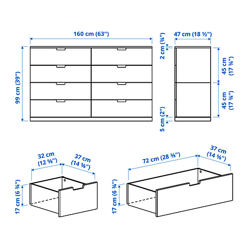 NORDLI chest of 8 drawers