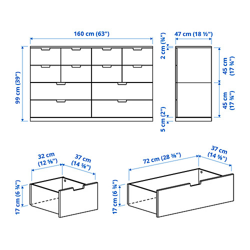 NORDLI chest of 12 drawers