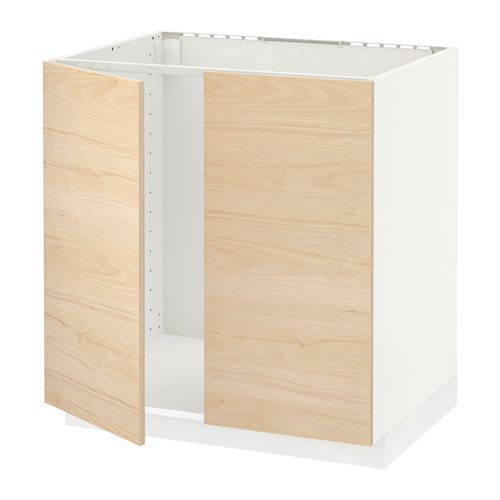 METOD base cabinet for sink + 2 doors