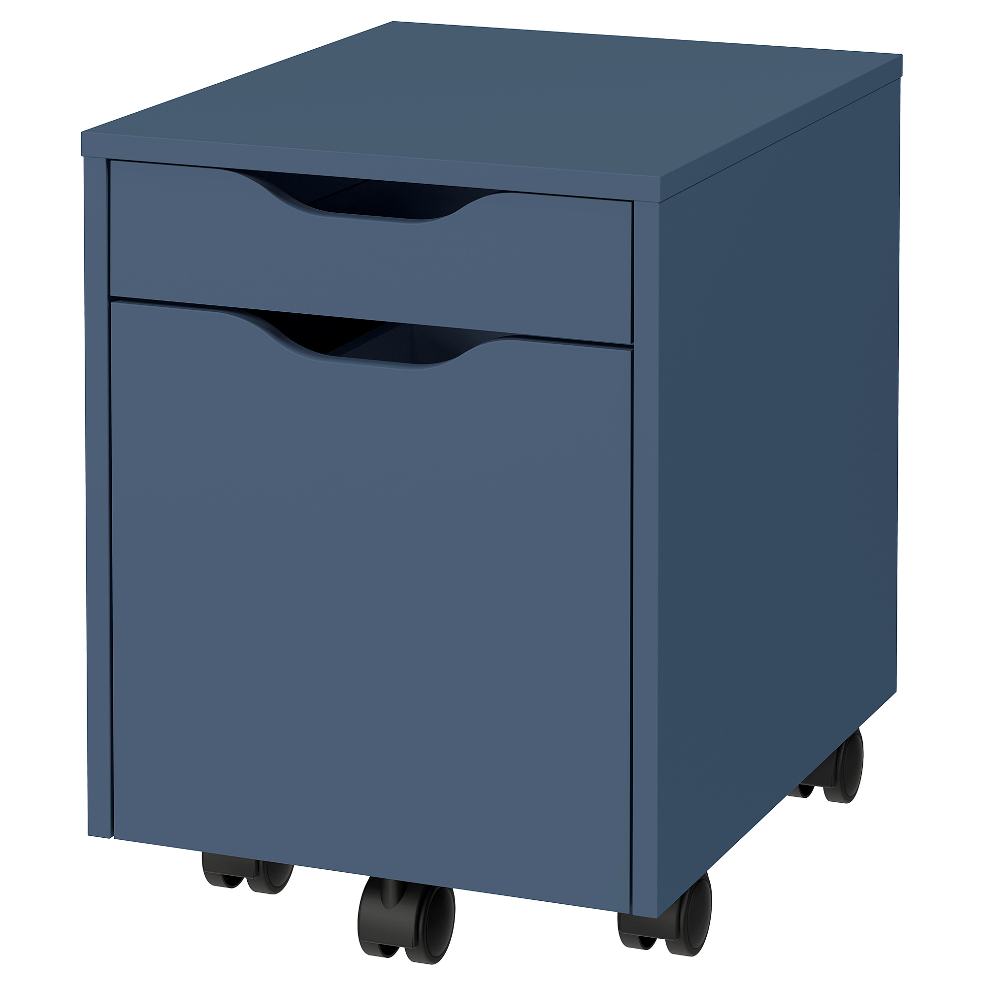 ALEX - drawer unit on castors, black-blue/black, 36x50 cm