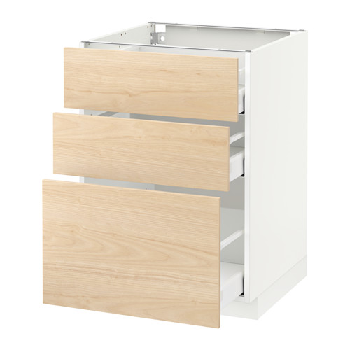 METOD base cabinet with 3 drawers