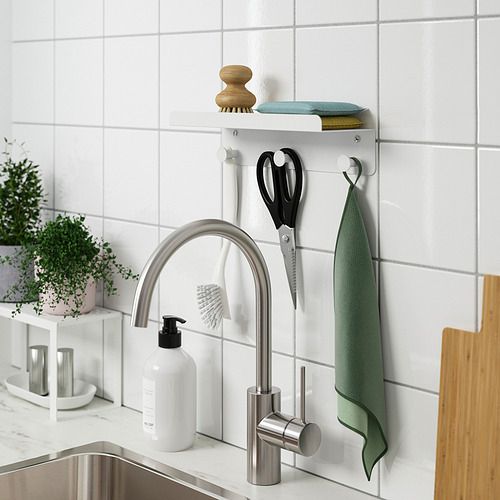 ENUDDEN wall shelf with 3 hooks