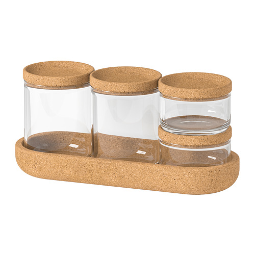 SAXBORGA jar with lid and tray, set of 5