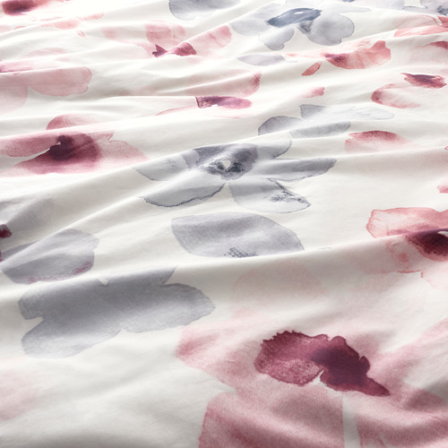 LAPPNYCKLAR duvet cover and 2 pillowcases, white/multicolour, 200x200/50x80 cm
