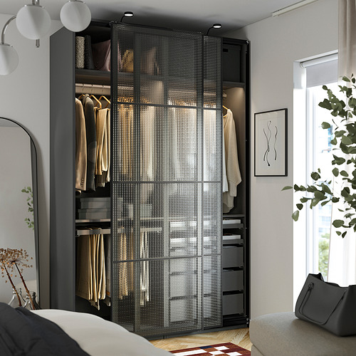 PAX/LUNDBRÄSMA wardrobe with sliding doors
