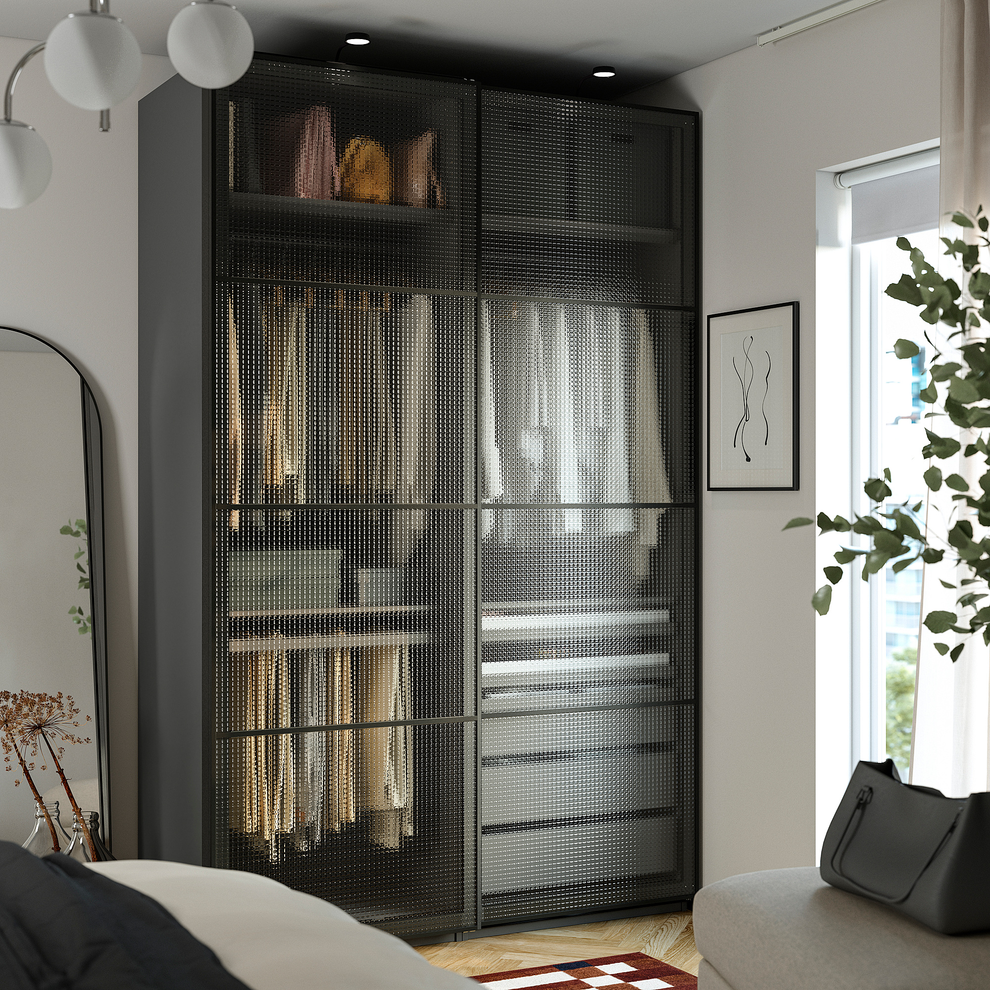 PAX/LUNDBRÄSMA wardrobe with sliding doors
