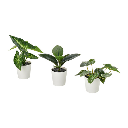 FEJKA artificial potted plant, set of 3