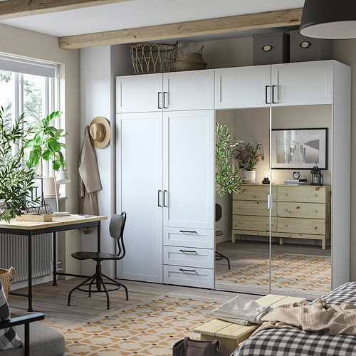 PLATSA wardrobe with 8 doors+3 drawers