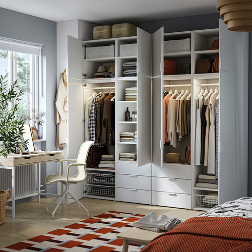 PLATSA wardrobe with 8 doors and 6 drawers