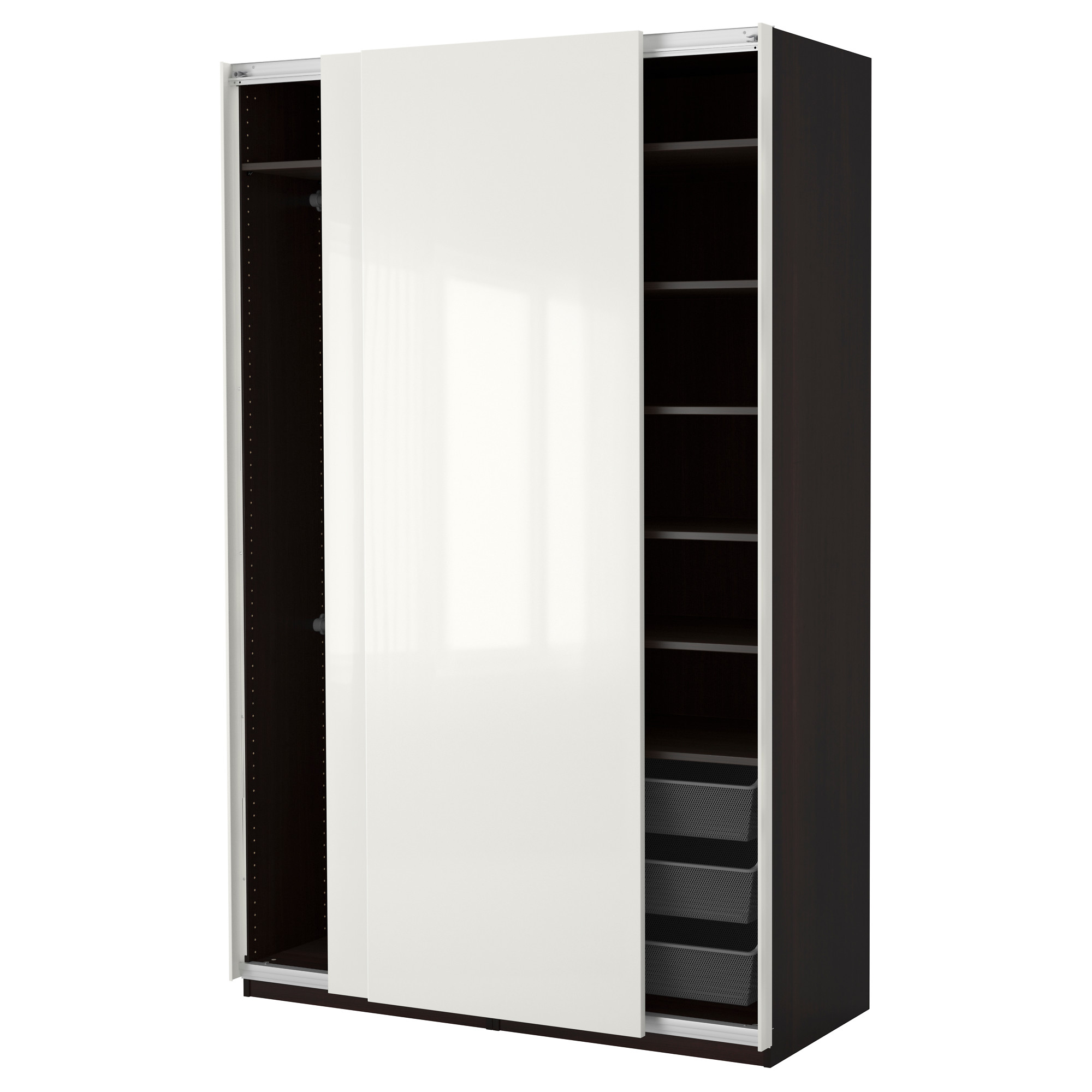 PAX wardrobe, blackbrown/Hasvik highgloss/white IKEA Hong Kong