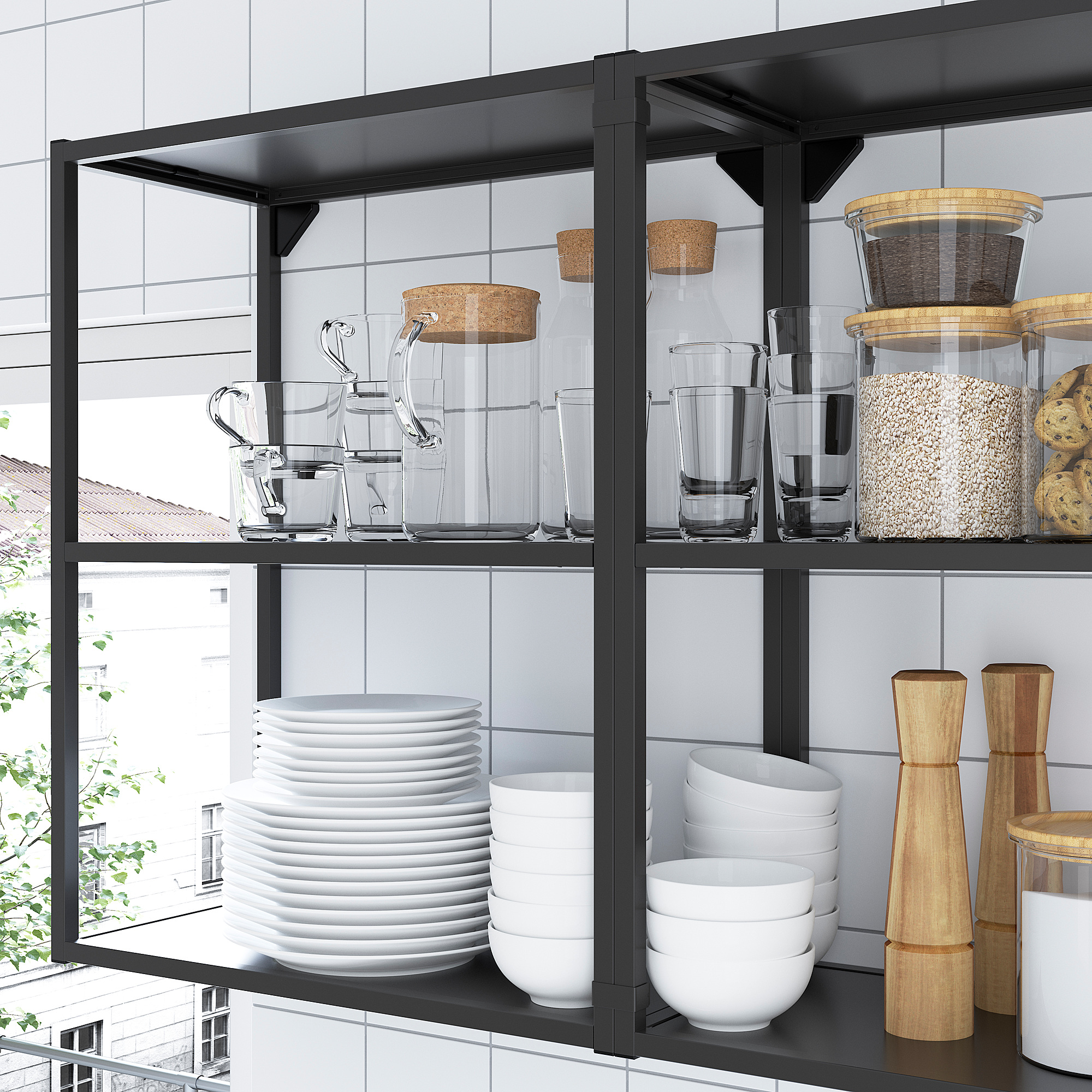 ENHET wall frame with shelves