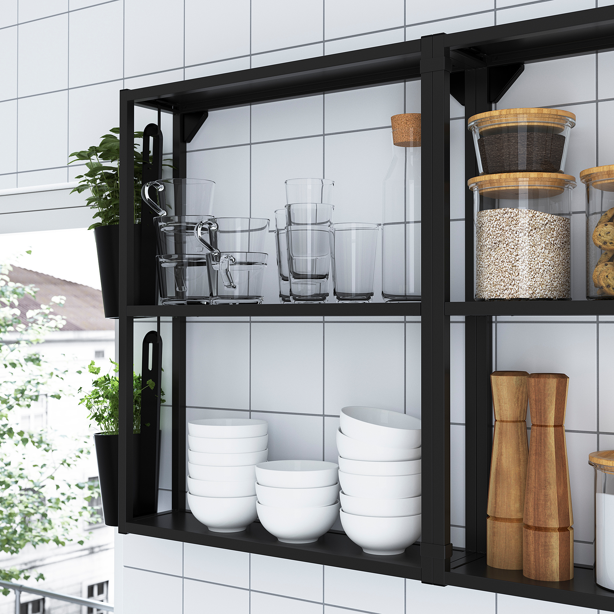ENHET wall frame with shelves