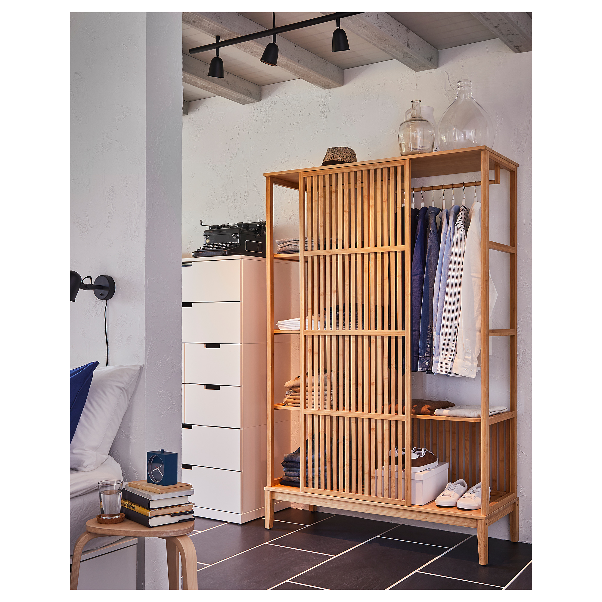 NORDKISA open wardrobe with sliding door