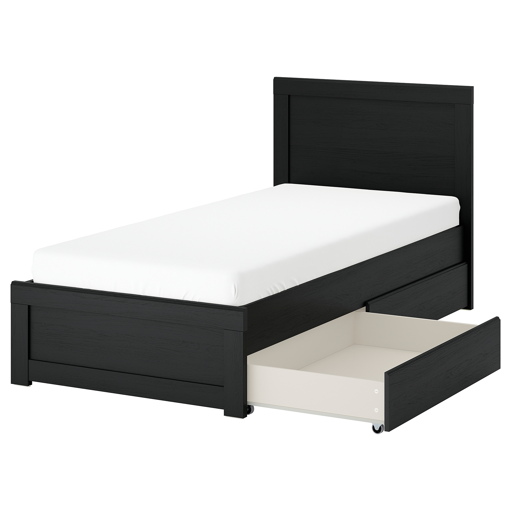 FÅGELFJÄLLET bed frame with 2 storage boxes