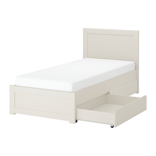 FÅGELFJÄLLET - bed frame with 2 storage boxes, off-white/Lönset, Single | IKEA Hong Kong and Macau - E1012953_S4