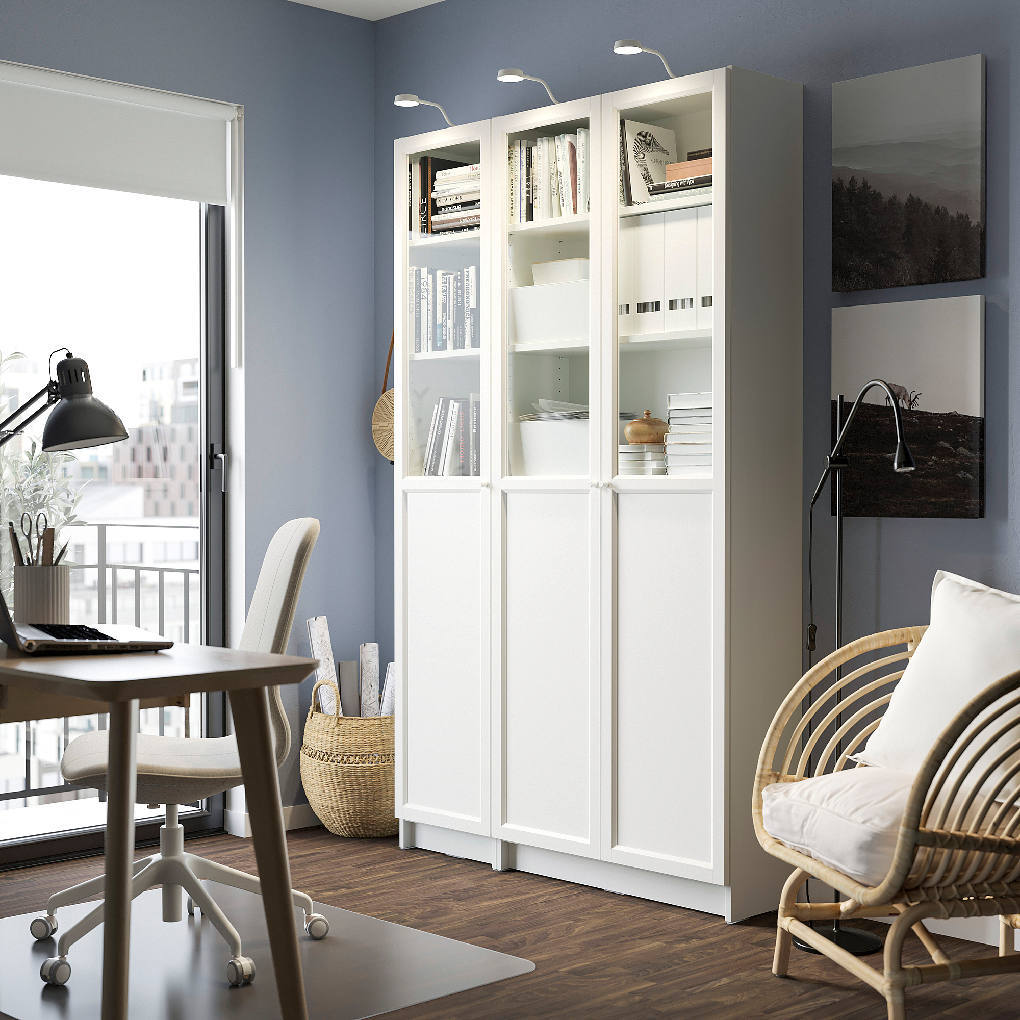 BILLY/OXBERG bookcase with panel/glass doors