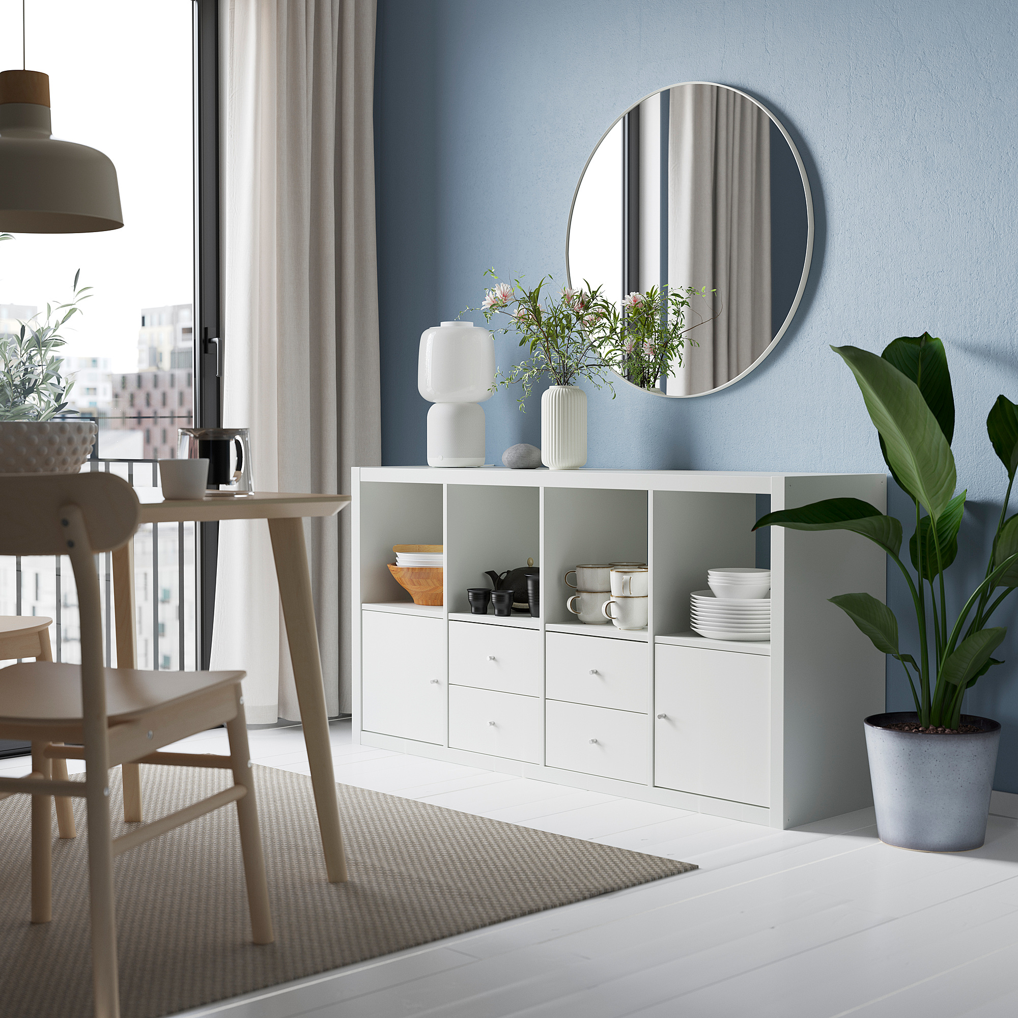 KALLAX shelving unit with 4 inserts