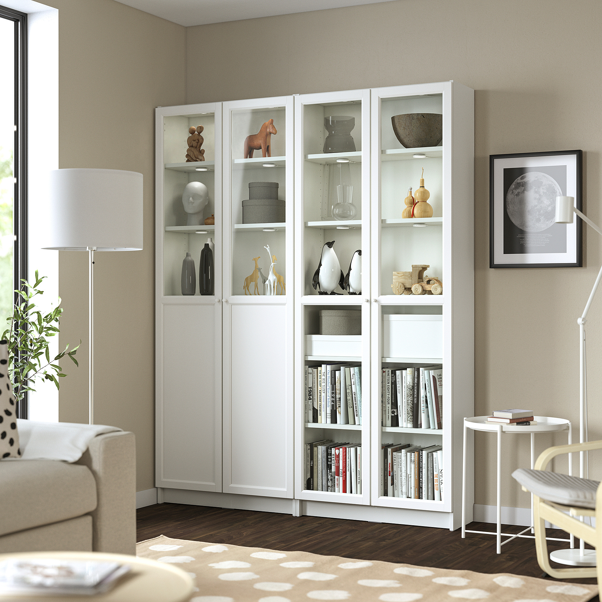BILLY/OXBERG bookcase with panel/glass doors