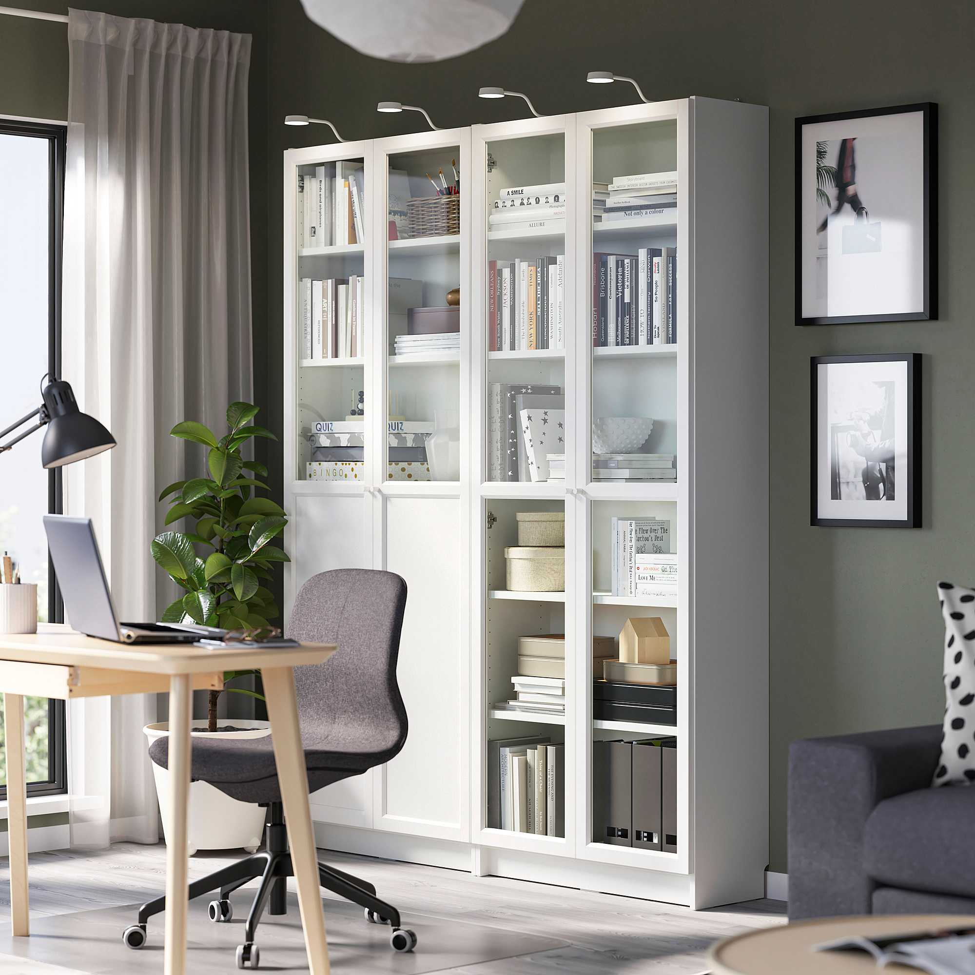 BILLY/OXBERG bookcase with panel/glass doors