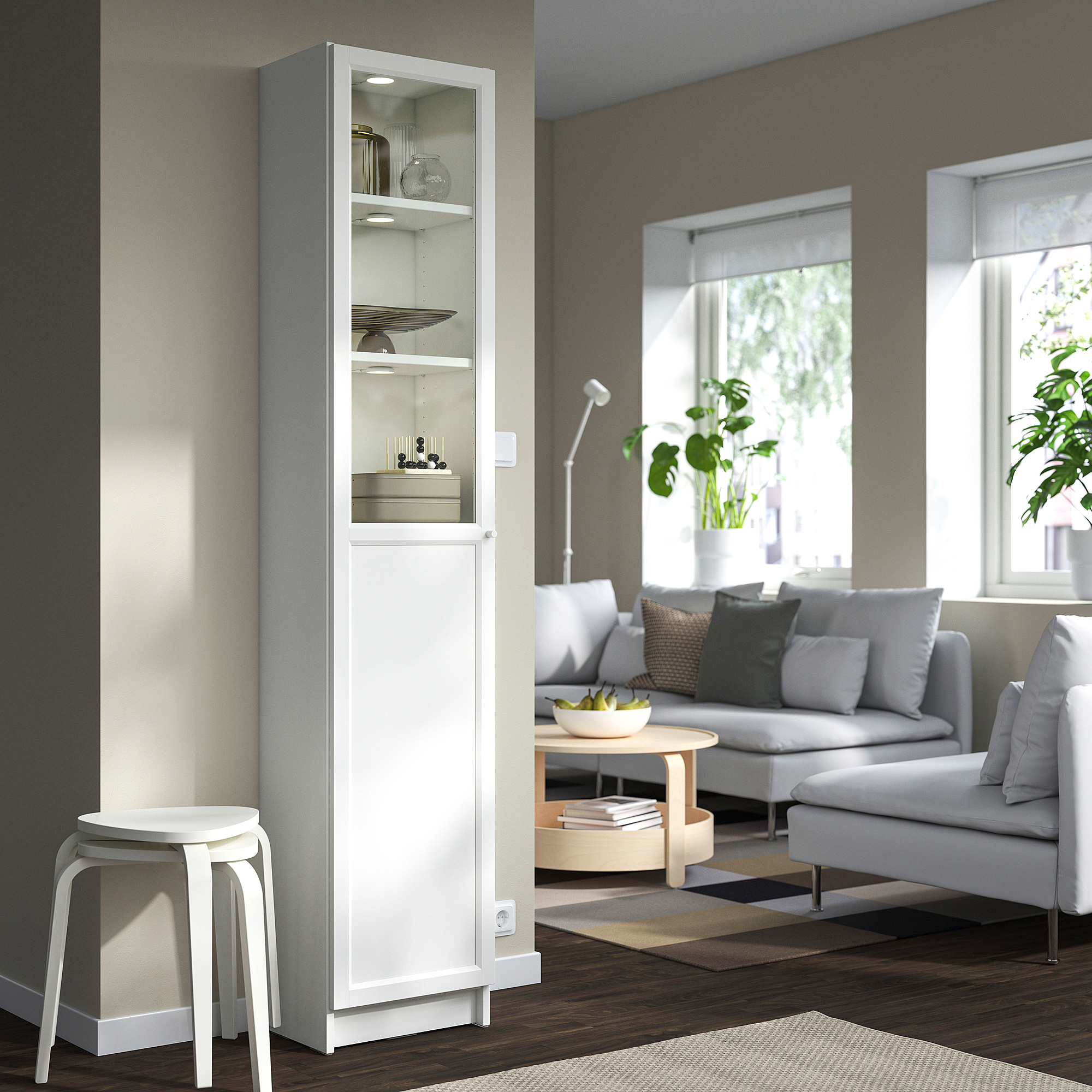 BILLY/OXBERG bookcase with panel/glass door