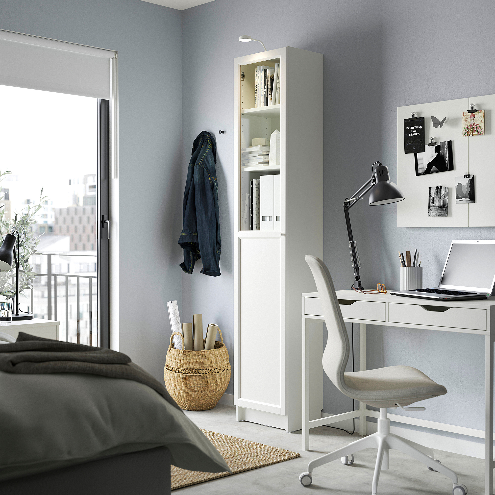 BILLY/OXBERG bookcase with panel/glass door