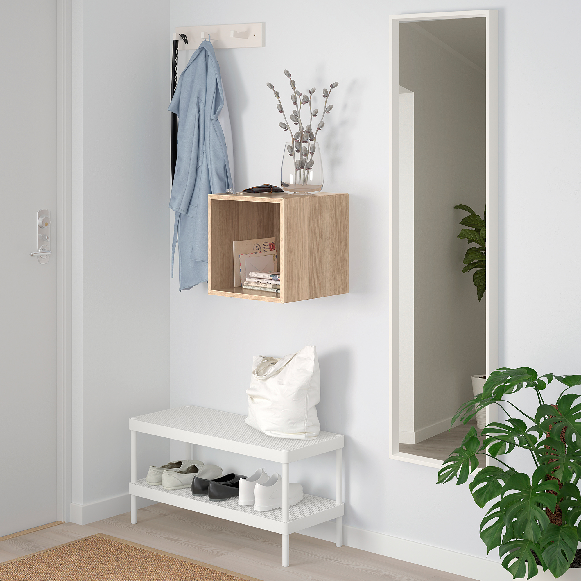 EKET wallmounted shelving unit, white stained oak effect IKEA Hong