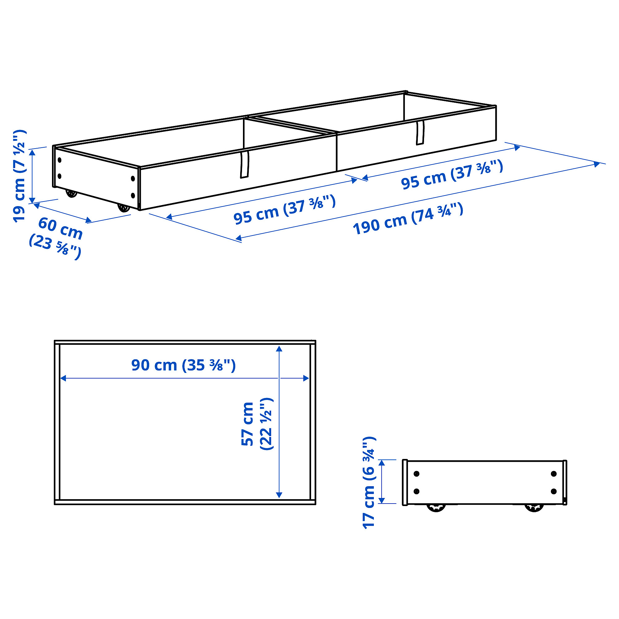 GLADSTAD upholstered bed storage box
