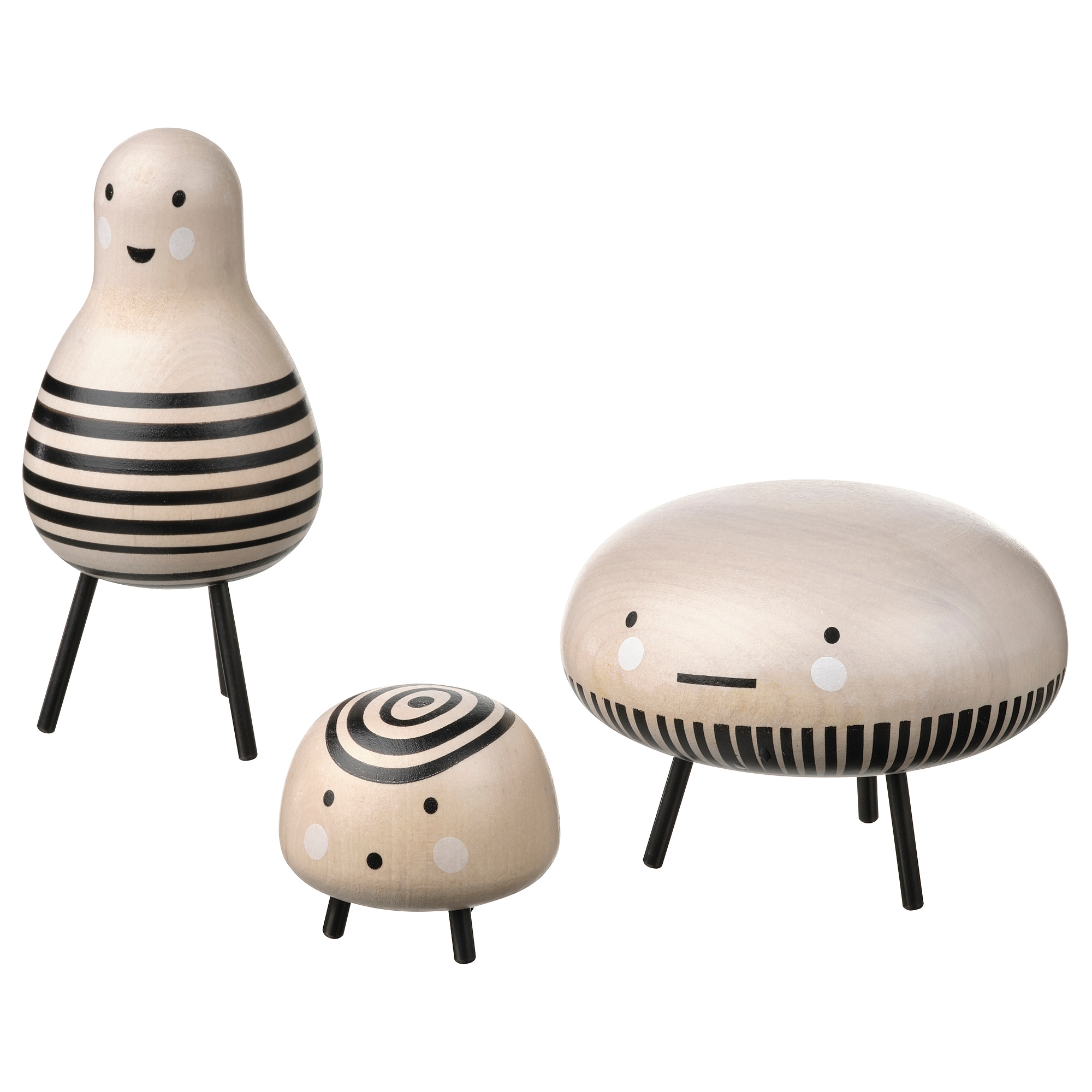 DVÄRGTALL - decoration figure, set of 3, solid wood/black | IKEA
