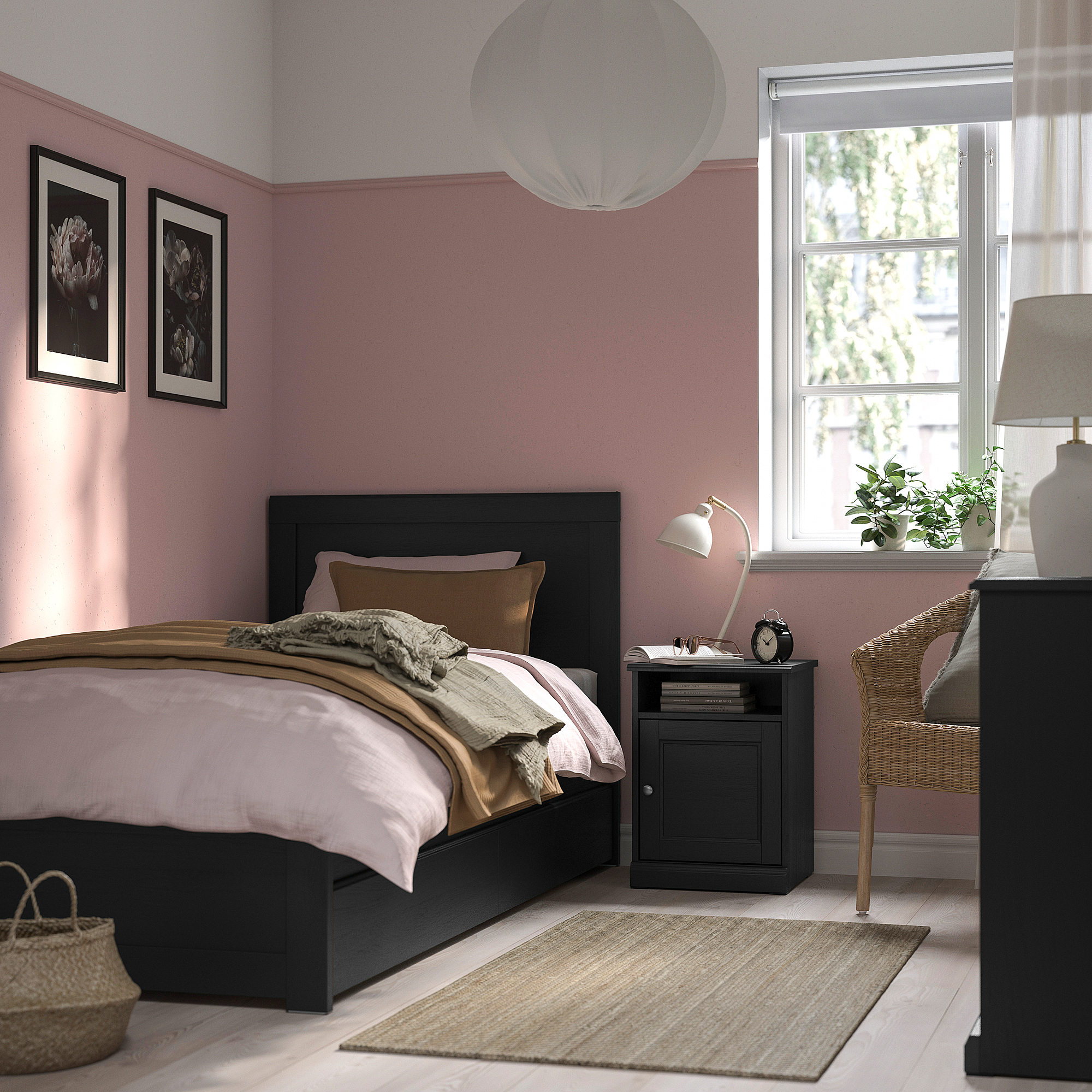 FÅGELFJÄLLET bed frame with 2 storage boxes