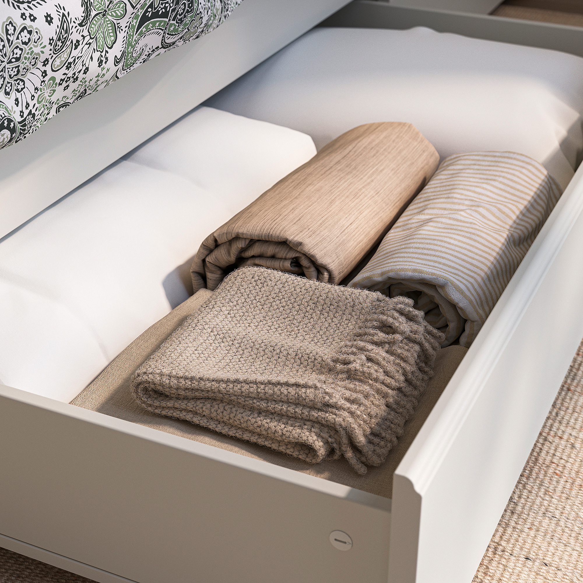 FÅGELFJÄLLET bed frame with 2 storage boxes