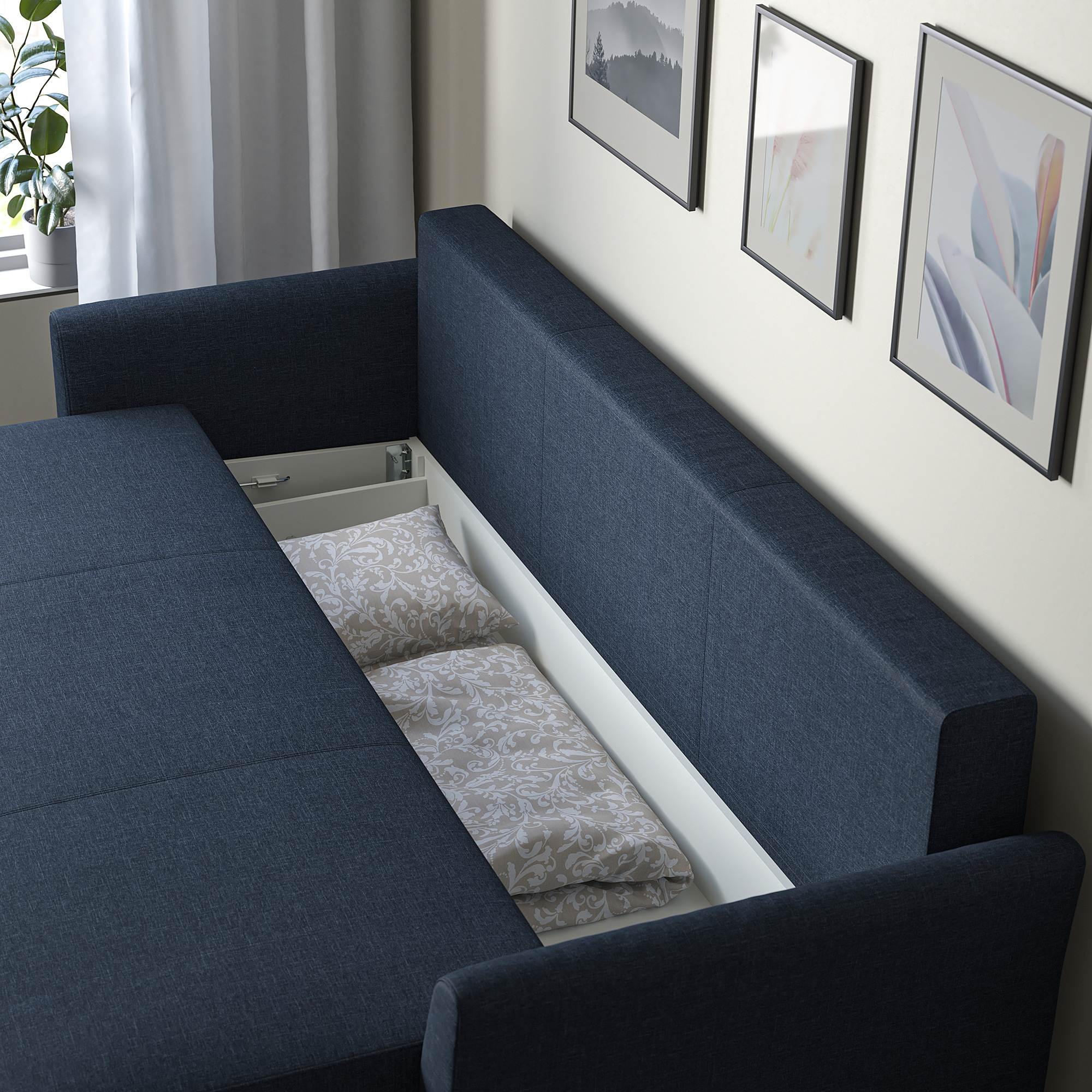 HOLMSUND - 三座位梳化床, Kilanda 深藍色| IKEA 香港及澳門