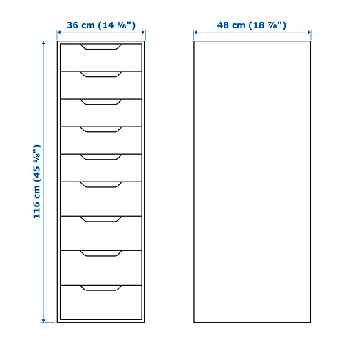 ALEX drawer unit with 9 drawers