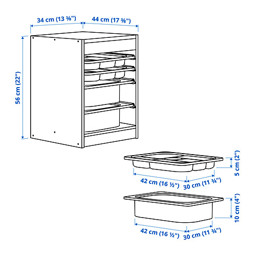 TROFAST storage combination w boxes/trays