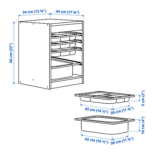 TROFAST storage combination with box/trays