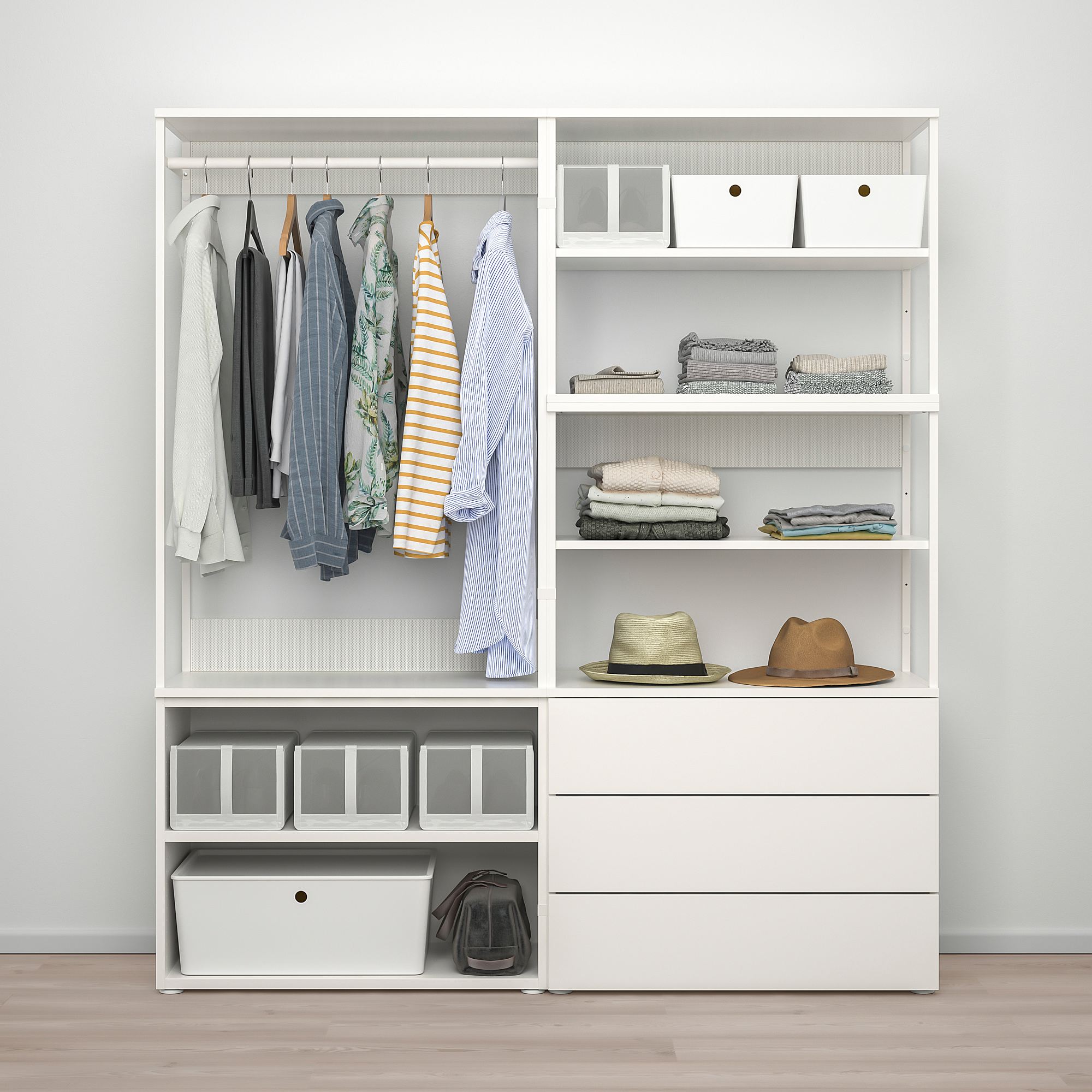PLATSA wardrobe with 2 doors+3 drawers, white/Fonnes white IKEA