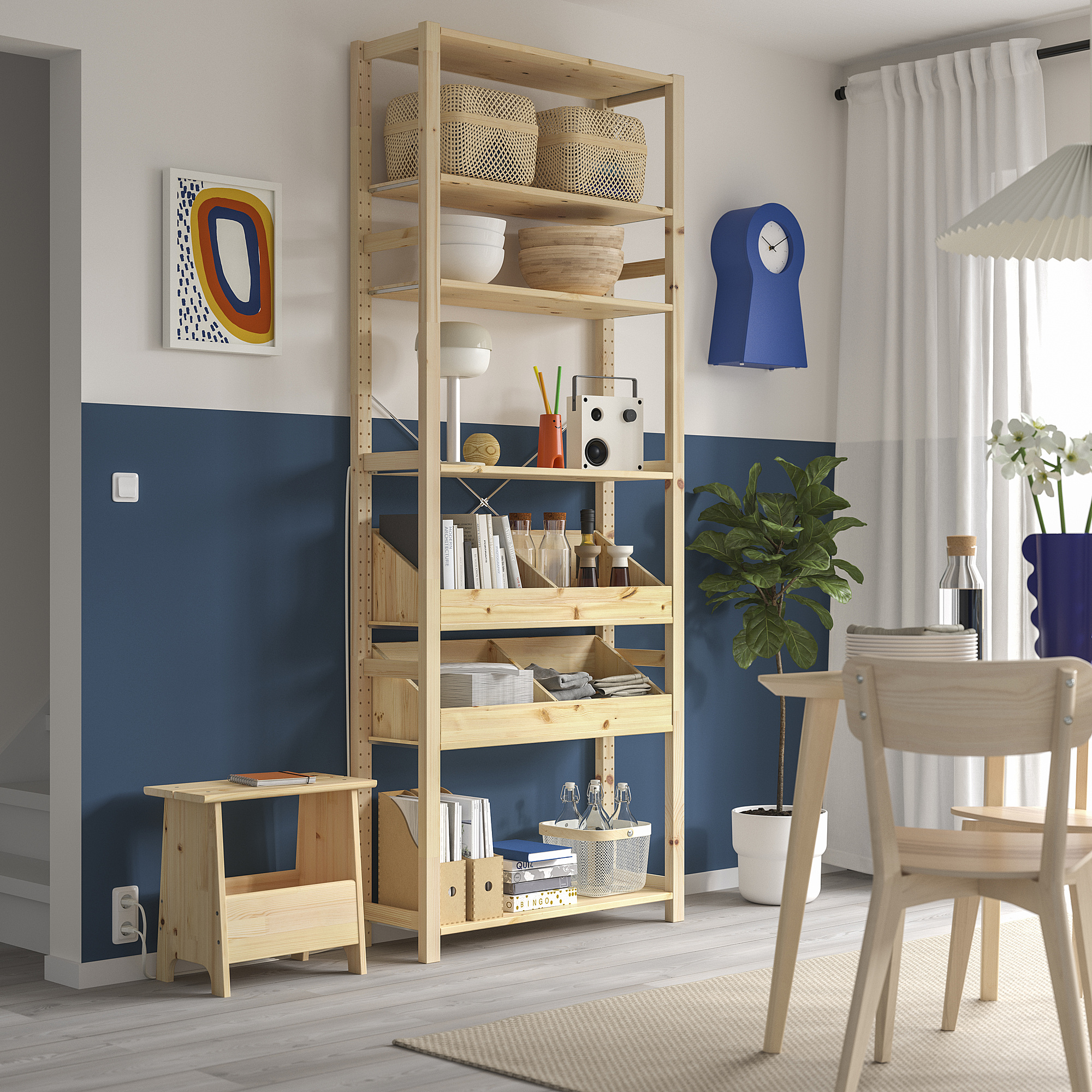 Shelving unit(英国イケア輸入品) IVAR - shelving unit, with 2 box shelves/pine, 89x30x226 cm | IKEA